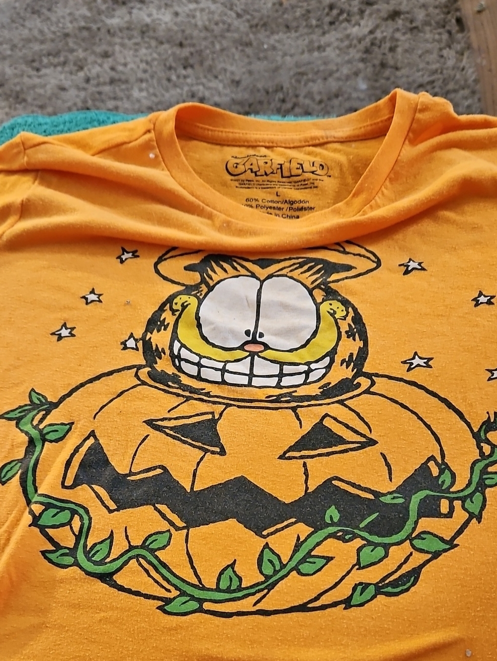 Garfield Shirt Pumpkin Size Lg